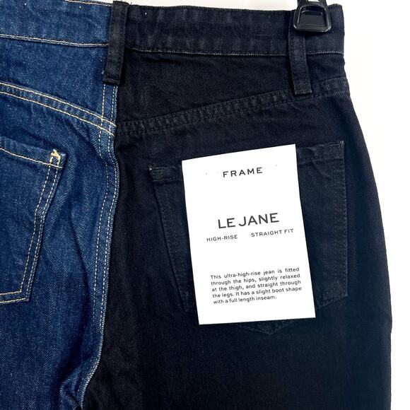 FRAME Womens Le Jane Colorblock Relaxed Jeans Size 23 Blue Black Dell Noir NWT - Picture 10 of 14